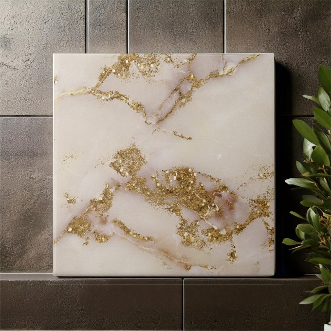 White Gold Marble Glitter ID1171b Ceramic Tile (Creator Uploaded)
