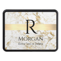 White/Gold Marble, Gold Bar, Black Name Monogram H