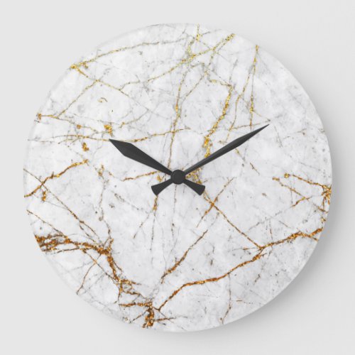 White  gold marble large clock