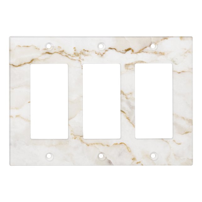 White & Gold Marble Light Switch Cover (Front)