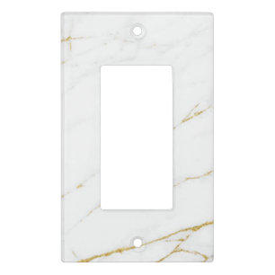 white  gold marble light switch cover