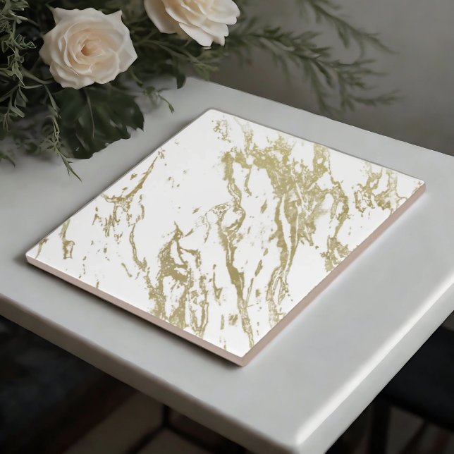 White & Gold Marble Luxe Ceramic Tiles (Creator Uploaded)