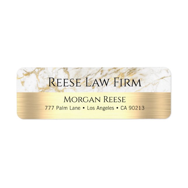 White & Gold Marble, Name & Occupation Address  Label (Front)