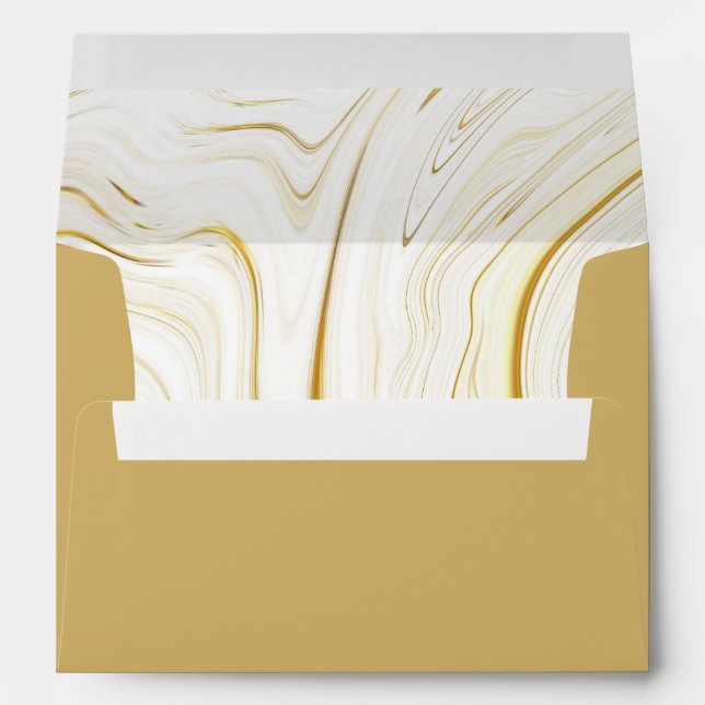 White Gold Marble Pattern Custom Wedding Envelope (Back (Bottom))