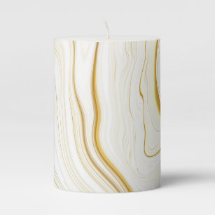 White Gold Marble Pillar Candle