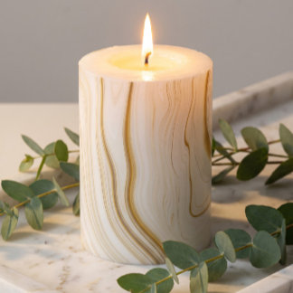 White Gold Marble Pillar Candle