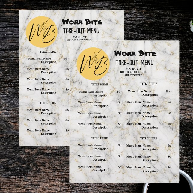 White Gold Marble Restaurant Take Out Menu QR Code Flyer (Creator Uploaded)