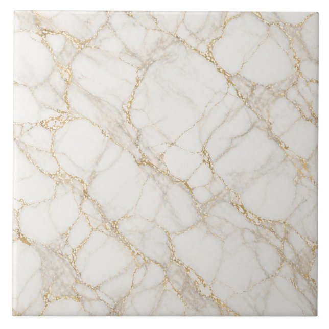 White Gold Marble Seamless Luxury Texture Ceramic Tile (Front)