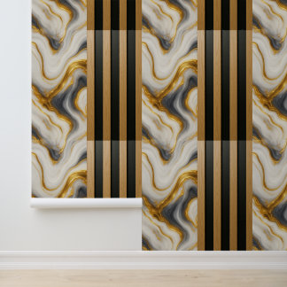White Gold Marble Wood Slats - Self-Adhesive Wallpaper