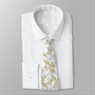 White & Gold Marbled Neck Tie