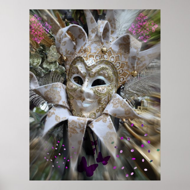 White Gold Masquerade Mask Poster (Front)