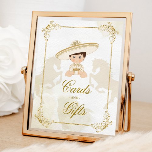 White Gold Mexican Baptism Birthday Cards Gifts Poster