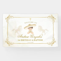 White Gold Mexican Boy Baptism 1st Birthday Large