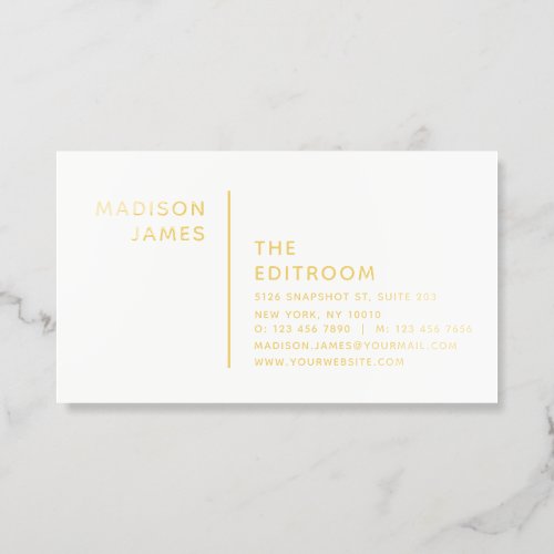 White Gold Minimal Professional Foil Business Cards