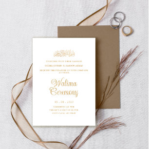 White Gold Minimal Walima Ceremony Muslim Wedding Invitation