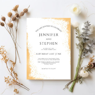 White Gold Minimalist Sparkle Edge Wedding Invitation