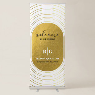 White & Gold Modern Arch Wedding Welcome Sign