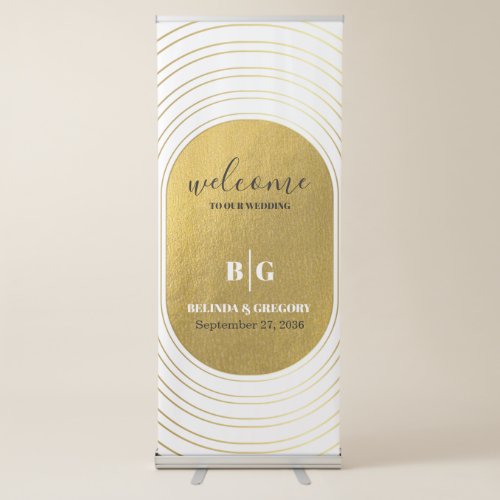 White  Gold Modern Arch Wedding Welcome Sign