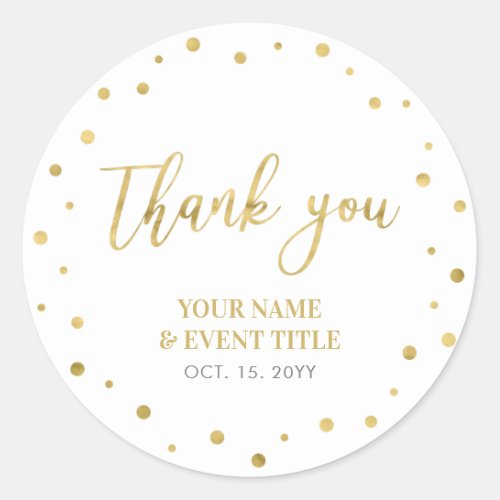 White  Gold  Modern Birthday Favor Thank you Classic Round Sticker