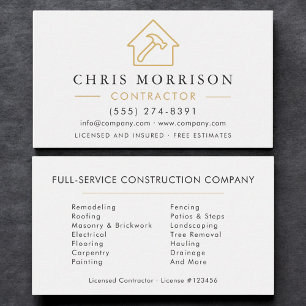 White Gold Modern Building Construction Business Card