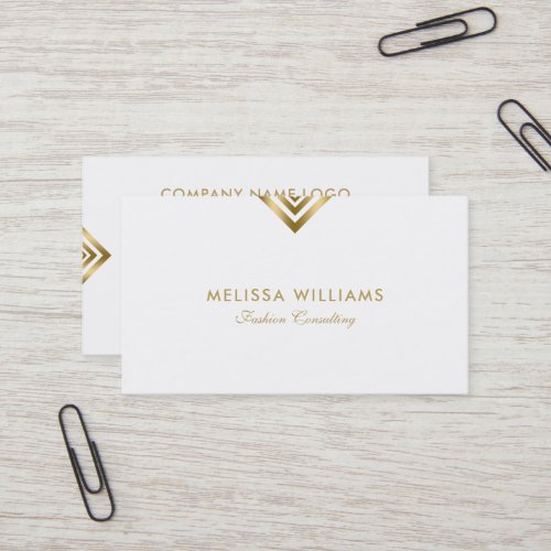 White  Gold Modern Geometric Accents Business Car Business Card