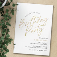 White & Gold | Modern Minimal Typography Birthday