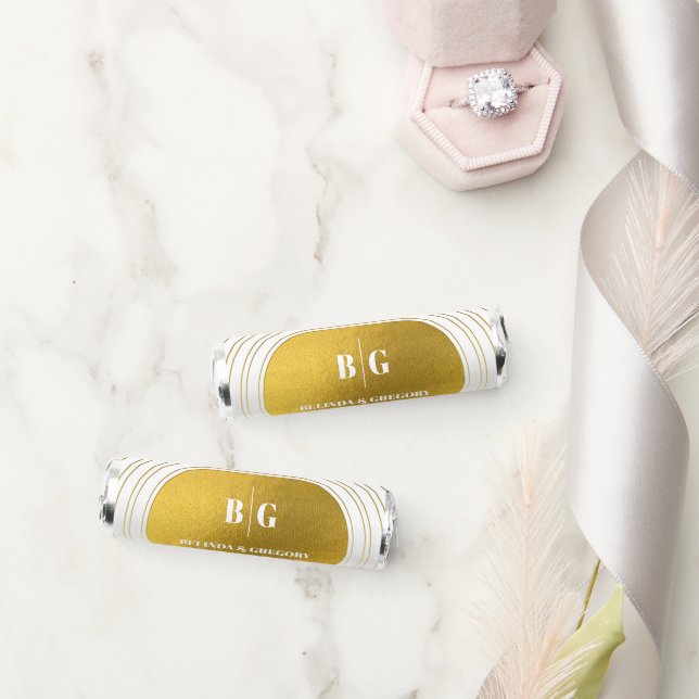 White & Gold Modern Minimalist Arch Wedding  Breath Savers® Mints (Wedding)