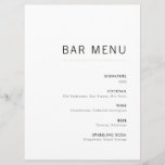 White & Gold Modern Minimalist Wedding Bar Menu<br><div class="desc">Simple and elegant wedding bar menu design in white & gold is perfect for minimalist wedding couples! You can also customize the color of the line to fit your wedding color palette.</div>