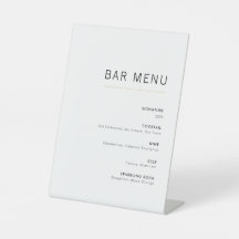White & Gold Modern Minimalist Wedding Bar Menu