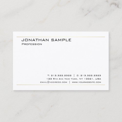 White Gold Modern Minimalistic Elegant Template Business Card