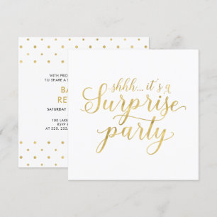 White & Gold   Modern Surprise Retirement Party Invitation