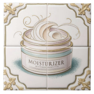 White & Gold Moisturiser Container Funny Bathroom Ceramic Tile