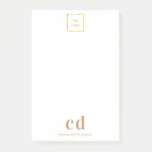 White gold monogram business logo company post-it notes
