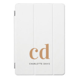 White gold monogram initials elegant modern iPad pro cover