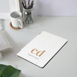 White gold monogram initials elegant modern iPad pro cover<br><div class="desc">A stylish white background,  golden and black text. Personalize and add your monogram initials and a name.  For both him and her. Minimalist and modern!</div>
