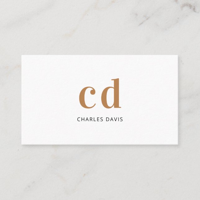 White gold monogram initials minimalist  elegant business card (Front)