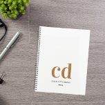 White gold monogram initials modern 2025 planner<br><div class="desc">A stylish white background,  golden and black text. Personalize and add your monogram initials,  name and a year (any year)</div>