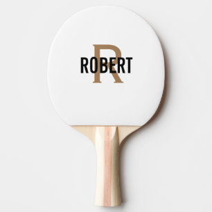 White gold monogram name ping pong paddle