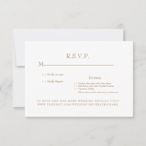  White  Gold Monogram Wedding RSVP Card