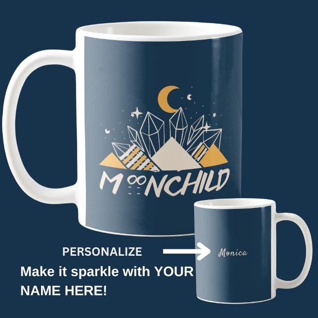  White Gold Moon Child Pyramids And Crystal  Coffee Mug (Creator Uploaded)