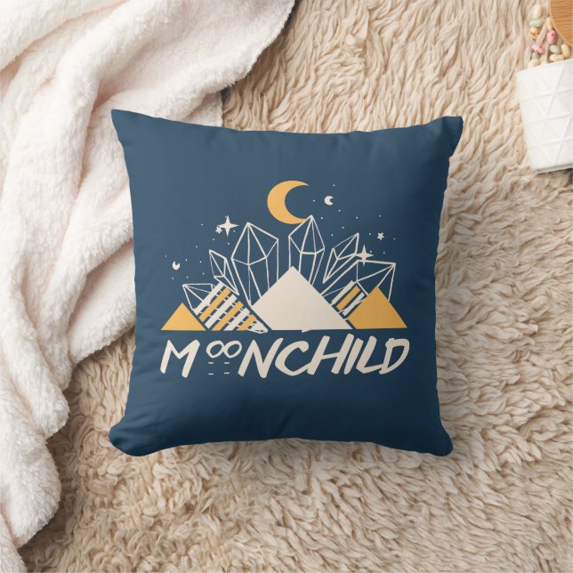   White Gold Moon Child Pyramids And Crystal  Throw Pillow (Blanket)