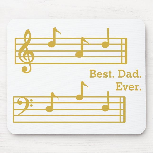 WHITE GOLD MUSIC NOTES BEST DAD EVER TREBLE BASS MOUSE PAD (Front)