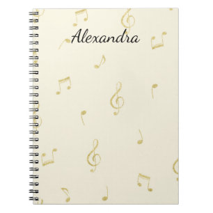 White Gold Music Notes Notebook