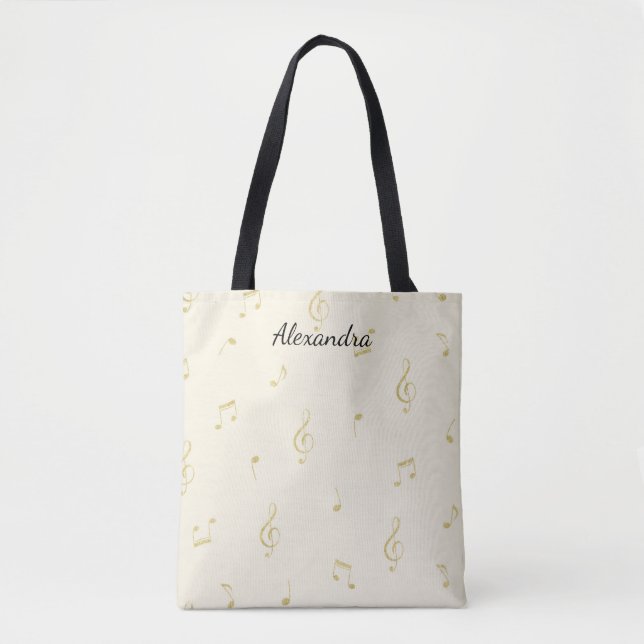 White Gold Music Notes   Tote Bag (Front)