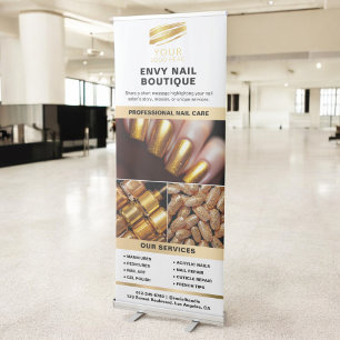 White Gold Nail Specialist Services Photo Logo Retractable Banner