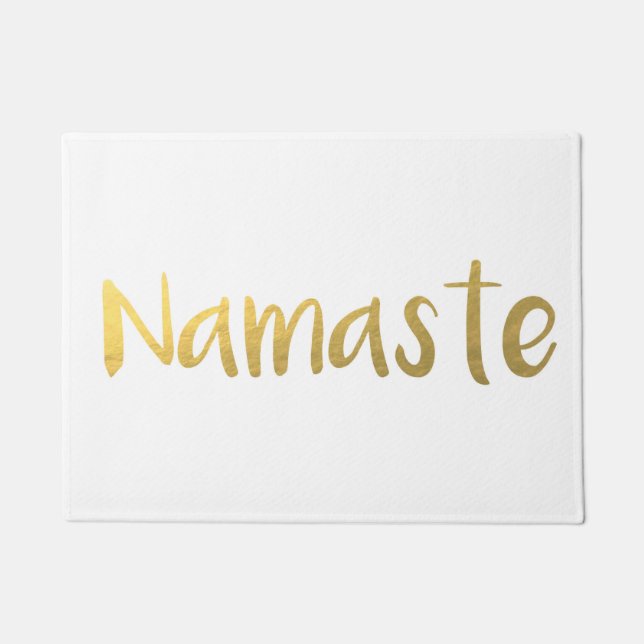 White & Gold Namaste Floor Mat (Front)
