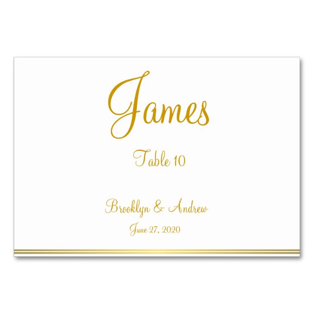 White Gold Nautical Wedding Place Cards (Front)