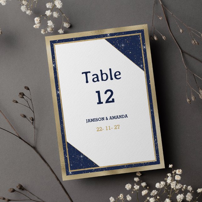 White gold navy blue glitter glam Table Numbers (White gold navy blue glitter glam Table Numbers)
