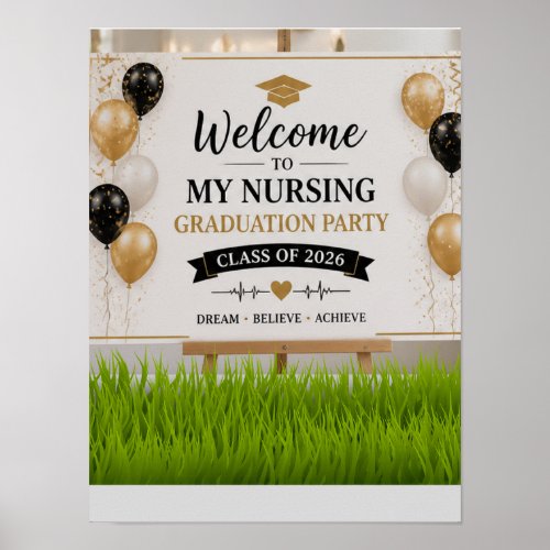White Gold Nursing Graduation Welcome Sign Class o