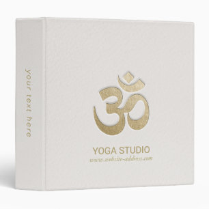 White & Gold OM Symbol Yoga Mediation instructor 3 Ring Binder